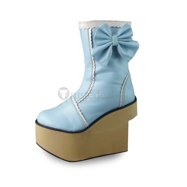 Blue Sweet Lolita Heels Boots with Bows