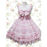 Cotton Pink Bow Lace Ruffles Cotton Lolita Dress(CX148)