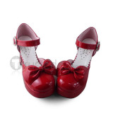 Sweet Bows Red Lolita Shoes