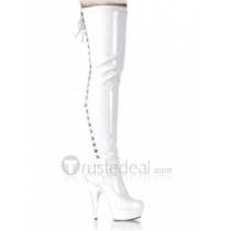 Patent Leather Upper High Heel Thigh-Length Closed-toes Platform Sexy Boots(123-196)