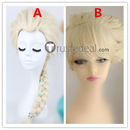 Frozen Disney Princess Elsa Coronation Pale Blonde Cosplay Wigs