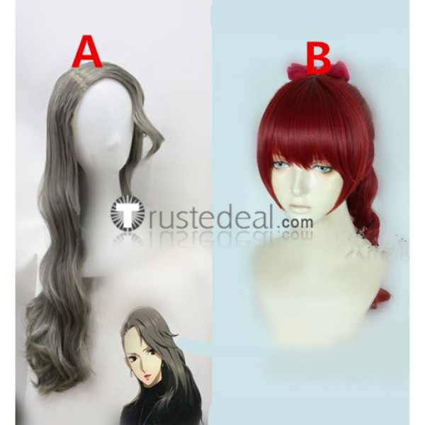 Persona 5 The Roayal P5R Kasumi Yoshizawa Phantom Thief Sae Niijima Red Ponytail Grey Cosplay Wigs