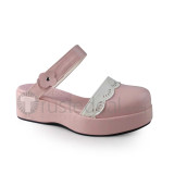 Girl's Sweet Pink White Lolita Sandals