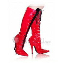 Patent Leather Upper High Heel Leg-Length Closed-toes Sexy Boots(11749)
