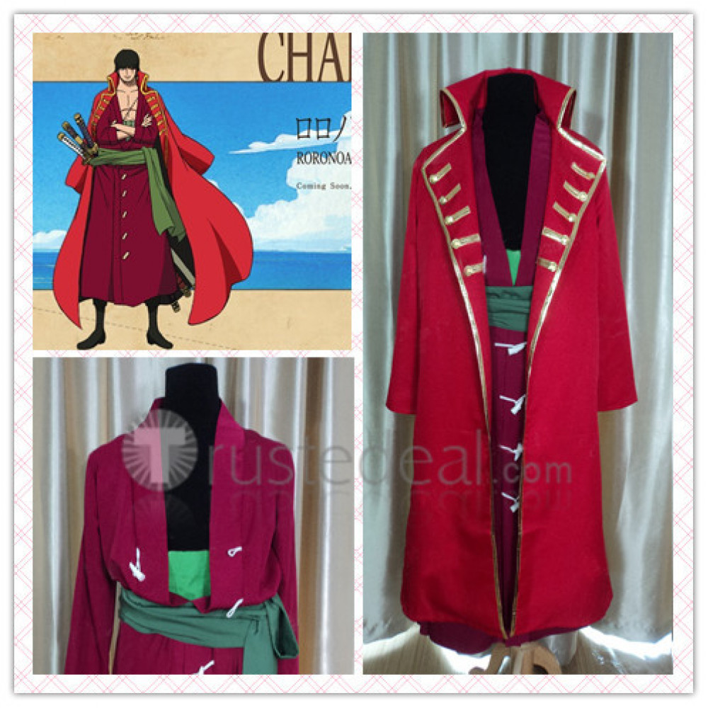 One Piece Film Z Roronoa Zoro Battle Red Cosplay Costume Full Set