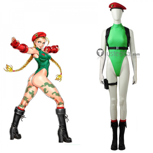 Street Fighter Cammy White Killer Bee Green Cosplay Costume