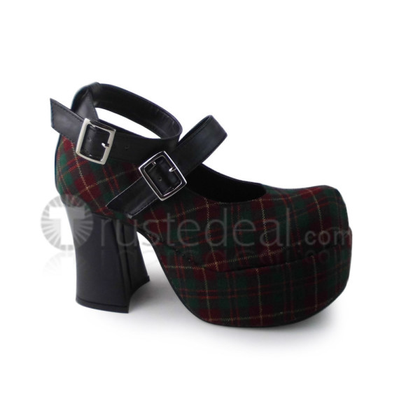 Coffee Gingham Lolita Shoes