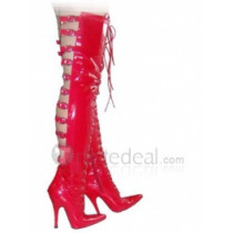 Patent Leather Upper High Heel Thigh-Length Closed-toes Sexy Boots(11854)