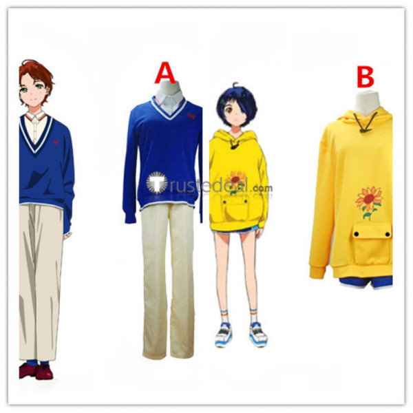 Wonder Egg Priority Ai Ohto Momoe Sawaki Yellow Blue Cosplay Costumes