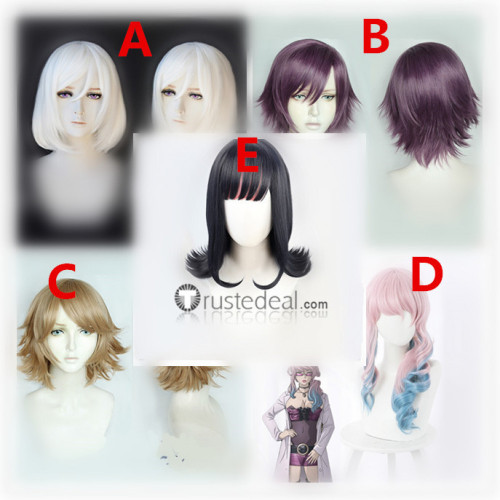 Akudama Drive The Cutthroat Swindler Courier Doctor Hacker White Brown Purple Cosplay Wigs