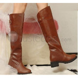 Top quality leather upper PU sole medium heel pumps boots(JY503)