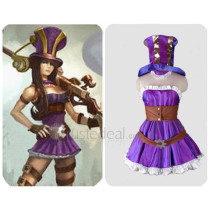 League of Legends Original Caitlyn Purple Dress Cosplay Costume