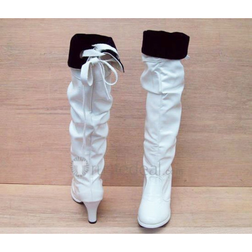 Top quality PU medium heel smooth knee boots(D1007)