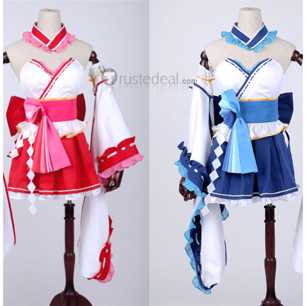 Re Zero Gokuraku Jodo Rem Ram Pink Blue Cosplay Costumes