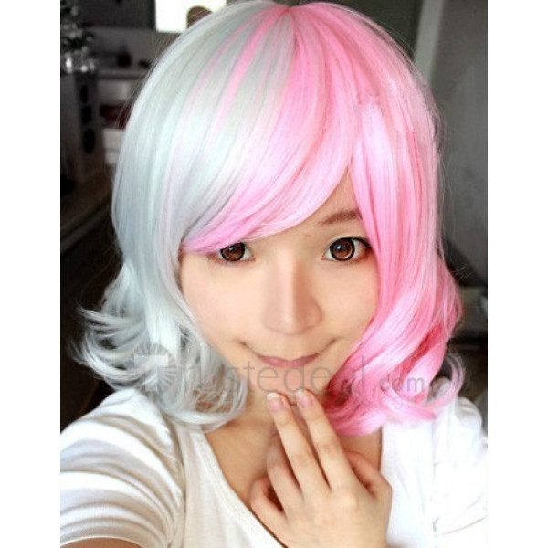 Super Danganronpa 2 Usami Monomi Pink Silver Cosplay Wig