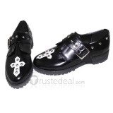Black and White Cosplay Shoes with Cross
