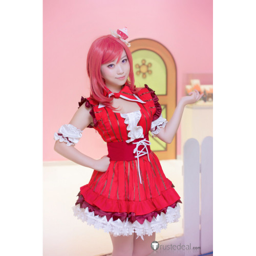 Love Live UR Card Awakening Card Cake Version Nico Maki Pink Red Cosplay Costume Dress