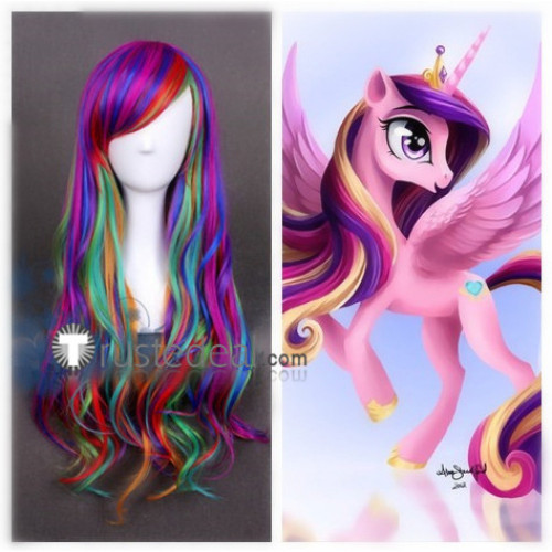 My Little Pony Friendship Is Magic Princess Cadance Purple Red Blue Gradient Curly Cosplay Wig