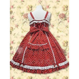 Cotton Red Sleeveless Lace Bow Applique Cotton Lolita Dress(CX140)