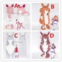 Uma Musume Pretty Derby Mihono Bournon Gold Ship Mayano Top Gun Haru Urara Pink Brown Orange Silver Cosplay Wigs