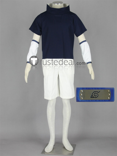 Naruto Sasuke Uchiha Blue White Adult Kids Cosplay Costume 3