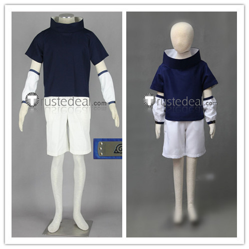 Naruto Sasuke Uchiha Blue White Adult Kids Cosplay Costume 3