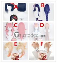 Genshin Impact Yoimiya kokomi Yae Miko Raiden Ei Shogun Sara Pink Purple Blue Cosplay Wigs