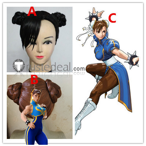 Street Fighter CHUN LI Black Brown Cosplay Wigs