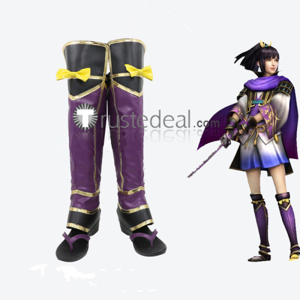 Samurai Warriors 4 Ranmaru Mori Purple Cosplay Shoes Boots