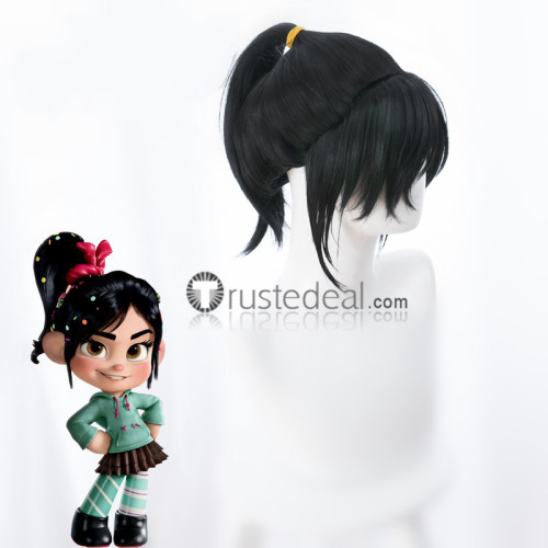 Wreck It Ralph Princess Vanellope Black Ponytail Cosplay Wig