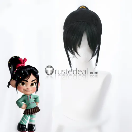 Wreck It Ralph Princess Vanellope Black Ponytail Cosplay Wig