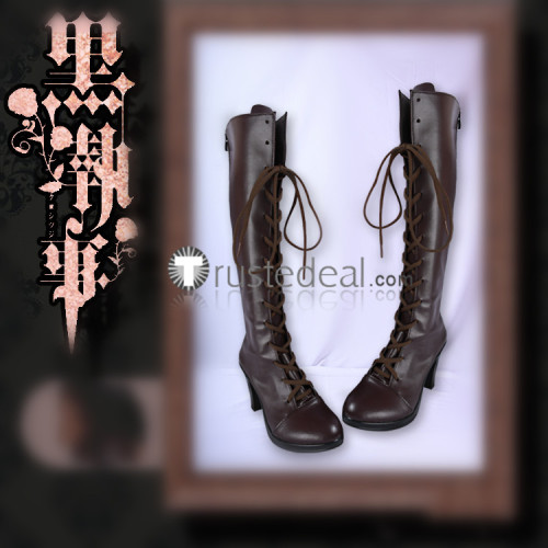 Black Butler Kuroshitsuji Lady Ciel Phantomhive Robin Ciel Brown Cosplay Boots Shoes