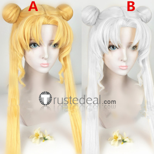 Sailor Moon Serena Usagi Tsukino Blonde Silver White Cosplay Wigs