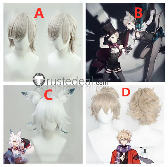 Genshin Impact Kazuha's Friend Kitsune Saiguu Lyney and Lynette Twins Cosplay Wigs