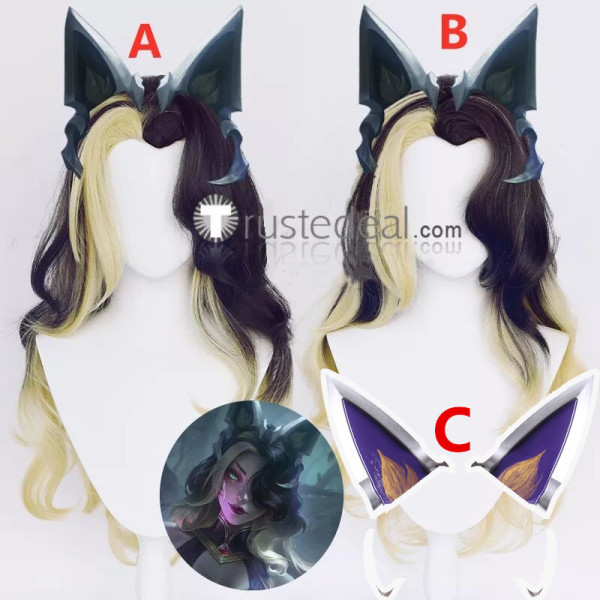 League of Legends LOL Ahri Coven Blonde Cosplay Wigs Ears