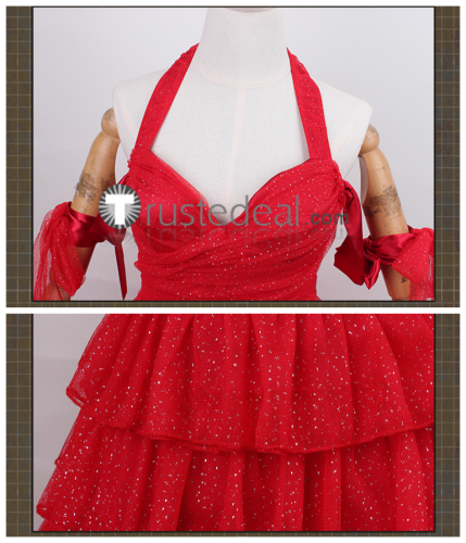 Suicide Squad 2021 Movie Harley Quinn Red White Dress Cosplay Costume