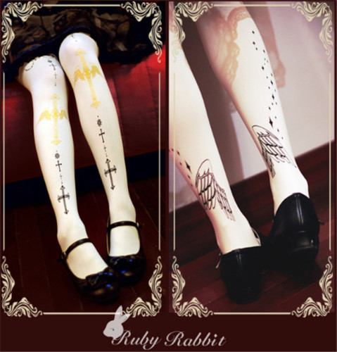 Angel Cross~ Gothic Lolita Printed Tights