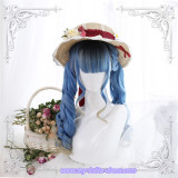 Blue Rome~Hair End Gradient 60cm Long Curls Lolita Wig