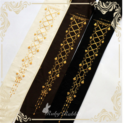Ribbon Poker~ Gothic Lolita Printed Tights