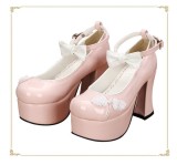 Angelic Imprint- Elegant Bow Embroidery Round/Square Heels Qi Lolita Shoes