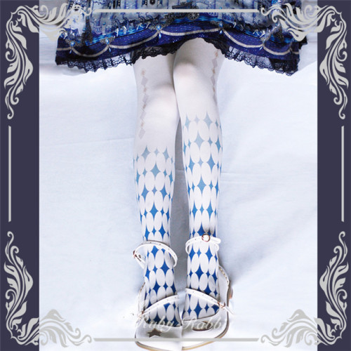 Alice~ Lolita Printed Tights -Ready Made