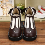 Angelic Imprint- Sweet T-shaped Straps Lolita High Platform Shoes with Detachable Angel Wings