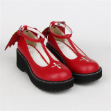 Angelic Imprint- Sweet T-shaped Straps Lolita High Platform Shoes with Detachable Angel Wings