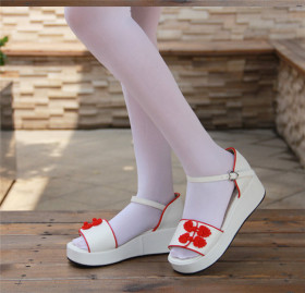 Angelic Imprint- Sweet Double Bows Embroidery Qi Lolita High Platform Shoes
