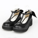 Angelic Imprint- Sweet T-shaped Straps Lolita High Platform Shoes with Detachable Angel Wings