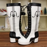 Angelic Imprint- Punk Style Lace-up Knee Lolita High Boots with Side Zip