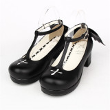 Angelic Imprint- Sweet T-shaped Straps Lolita Square Heel Shoes with Detachable Angel Wings