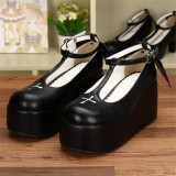 Angelic Imprint- Sweet T-shaped Straps Lolita High Platform Shoes with Detachable Angel Wings