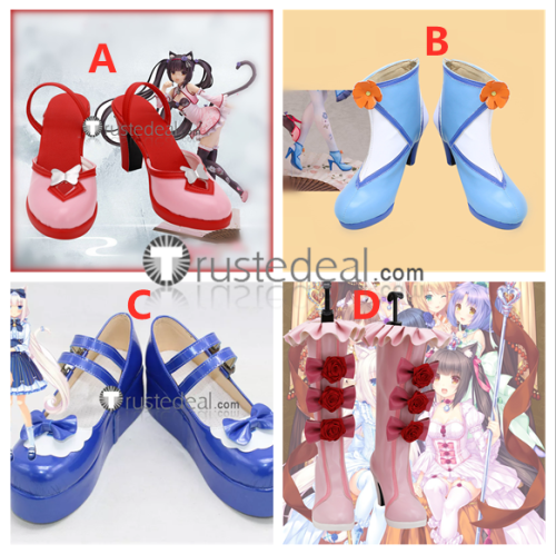 Nekopara Chocola Vanilla Maid Red Pink Blue Cosplay Lolita Shoes Boots