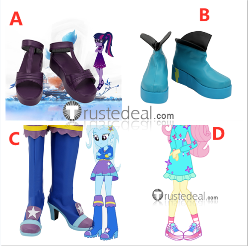 My Little Pony Equestria Girls Trixie Rainbow Dash Twilight Sparkle Fluttershy Blue Purple Cosplay Boots Shoes